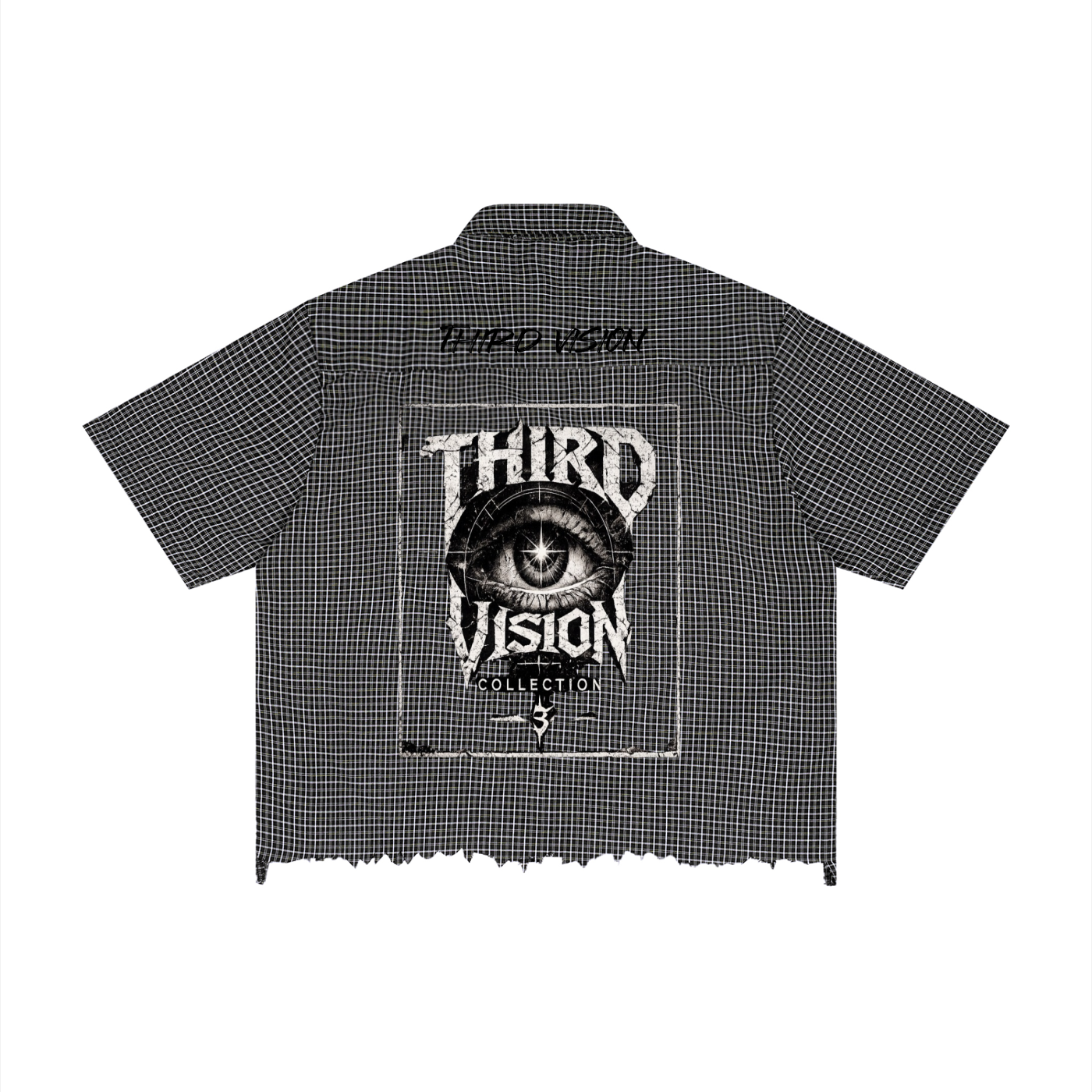 Unisex Distressed Plaid Boxy Shirt