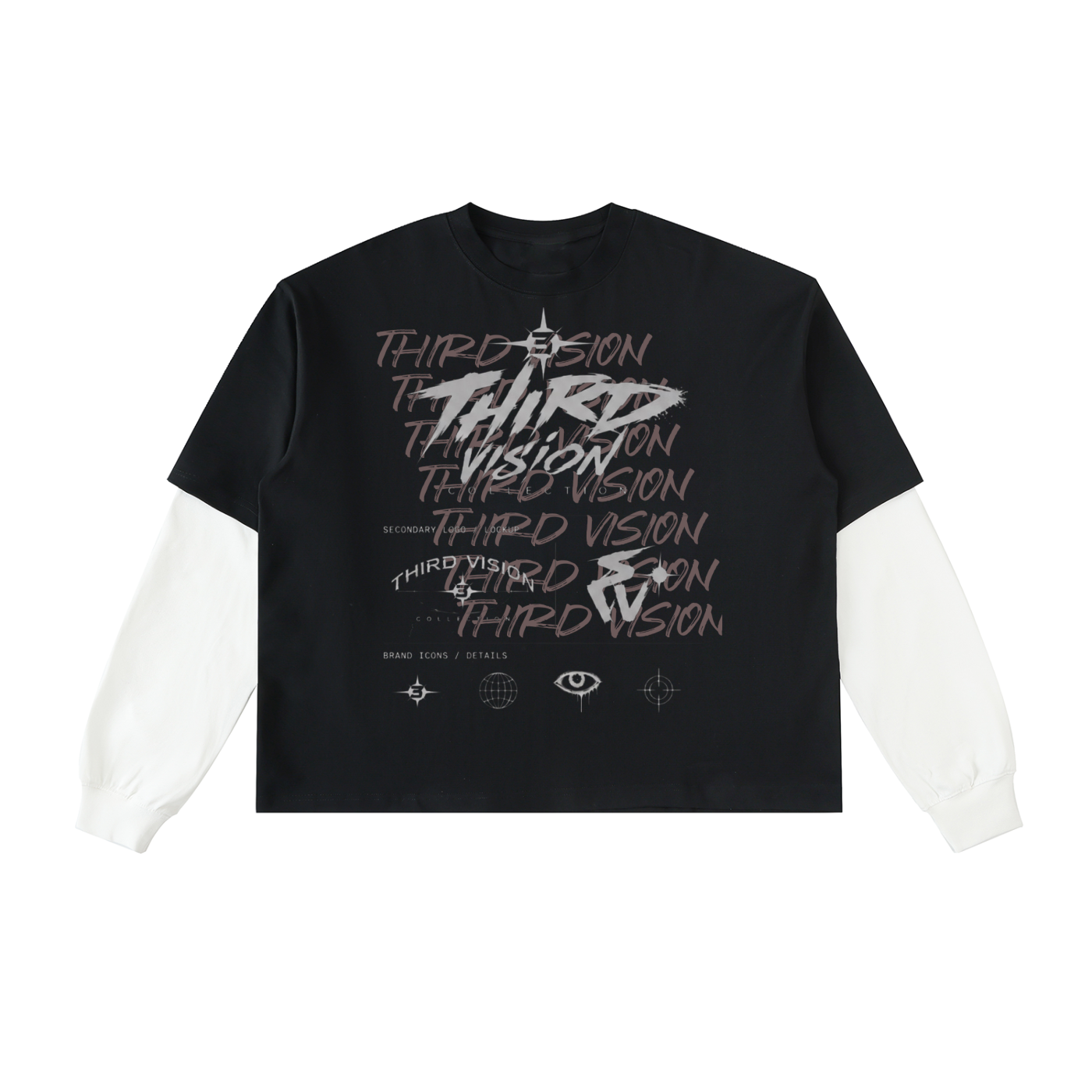 Layered Contrast Sleeve Cotton T-Shirt