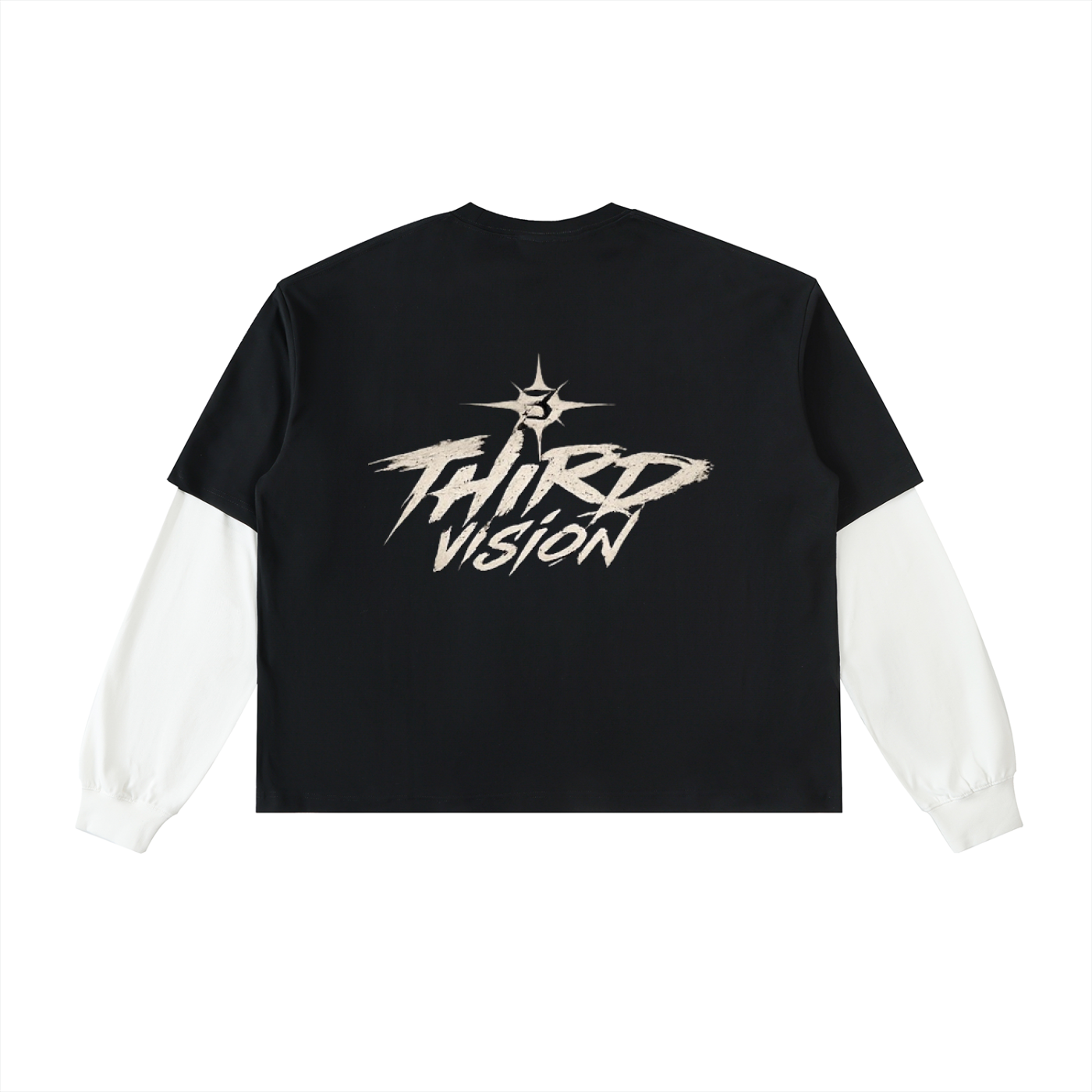 Layered Contrast Sleeve Cotton T-Shirt