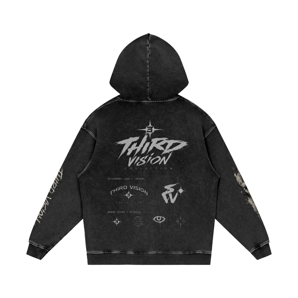 Snow Washed Loose Cotton Hoodie
