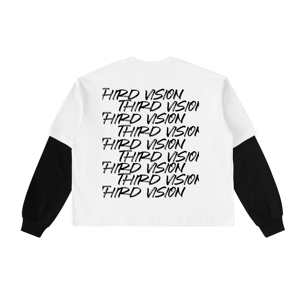 Layered Contrast Sleeve Cotton T-Shirt