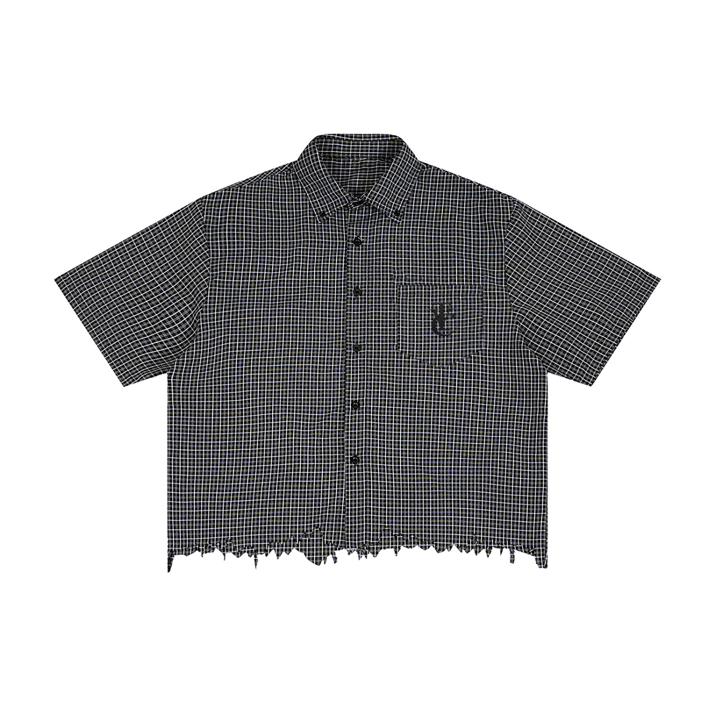 Unisex Distressed Plaid Boxy Shirt